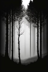 minimalistic forest full with trees with Generative AI