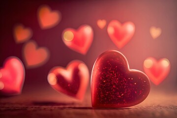 Obraz premium Valentines Day background with red hearts with Generative AI