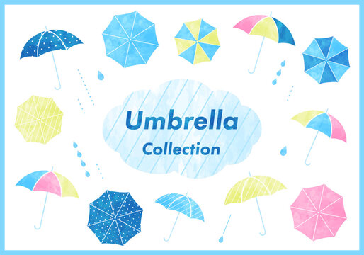 手描きの傘のベクターイラストセット