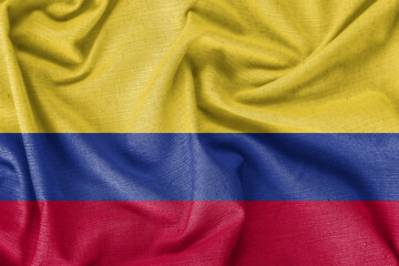 Colombia country flag background realistic silk fabric