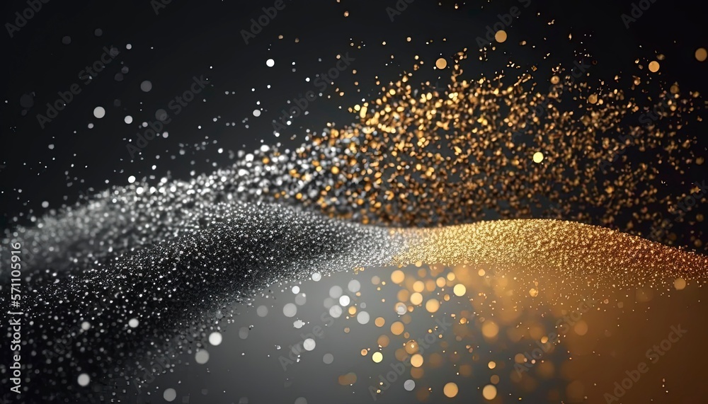 Sticker gold and silver flying glitter texture background with Generative AI