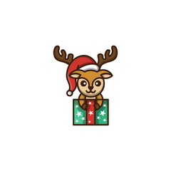 christmas deer cute animal logo