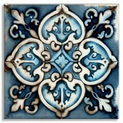 Watercolor blue tile with Generative AI