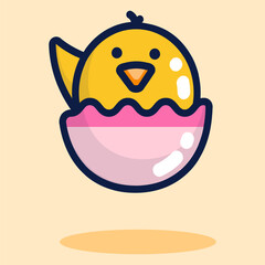 Obraz premium Cute Chicky Say Hello Easter Day Icon Collections
