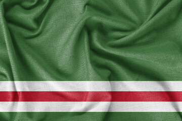 Chechen Republic of Ichkeria country flag background realistic silk fabric