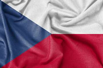 Czech Republic country flag background realistic silk fabric