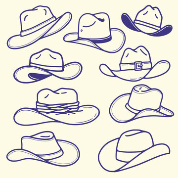 Western Cowboy Hat Vector Collection