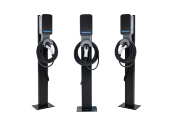 Charging station for electric car isolated on white