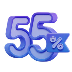 Blue 55% Percentage 3D Icon