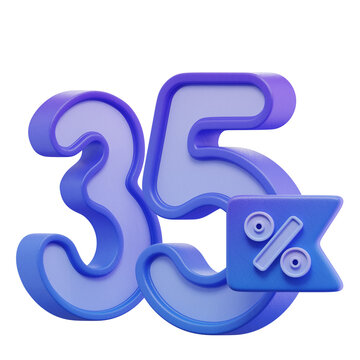 Blue 35% Percentage 3D Icon