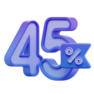 Blue 45% Percentage 3D Icon