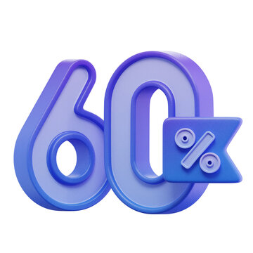 Blue 60% Percentage 3D Icon