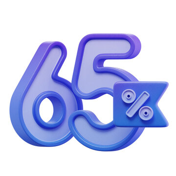 Blue 65% Percentage 3D Icon