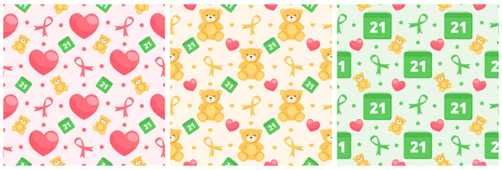 World Down Syndrome Day Seamless Pattern Design in Template Hand Drawn Cartoon Flat Illustration