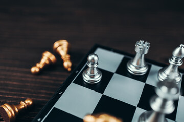 chess piece on chess board game for ideas, challenge, leadership, strategy, business, success or...