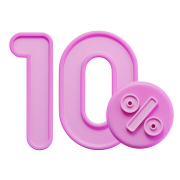 10% Percentage Pink 3D Icon