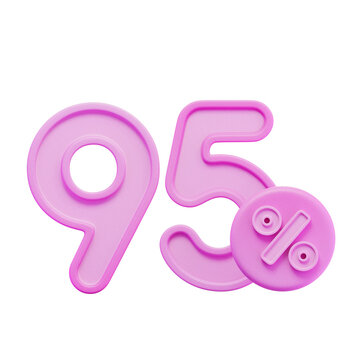95% Percentage Pink 3D Icon
