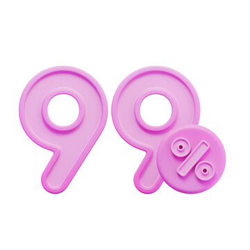 99% Percentage Pink 3D Icon