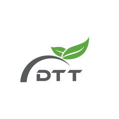 DTT letter nature logo design on white background. DTT creative initials letter leaf logo concept. DTT letter design.
