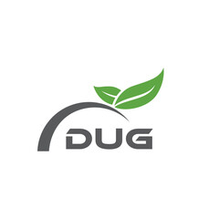 DUG letter nature logo design on white background. DUG creative initials letter leaf logo concept. DUG letter design.
