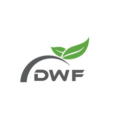 Fototapeta premium DWF letter nature logo design on white background. DWF creative initials letter leaf logo concept. DWF letter design. 