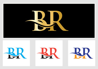 Initial Monogram Letter BR Logo Design. BR Logotype Template - obrazy, fototapety, plakaty