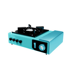 One blue burner stove 3D Icon