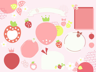 ポップでかわいいイチゴのあしらいとフレームセット