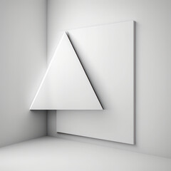 Abstract modern background, sparkling white triangle with curious angles constructed from obsidian AI generation.