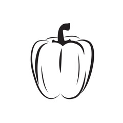 Bell pepper vector isolated on white. Capsicum vegetable icon.