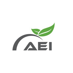 AEI letter nature logo design on white background. AEI creative initials letter leaf logo concept. AEI letter design.