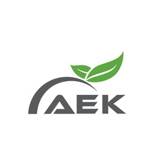 AEK letter nature logo design on white background. AEK creative initials letter leaf logo concept. AEK letter design.