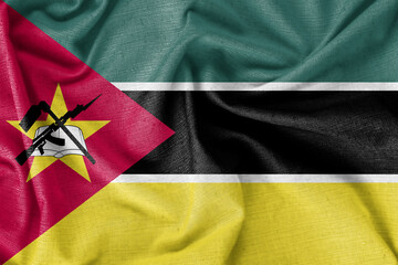 Mozambique country flag background realistic silk fabric