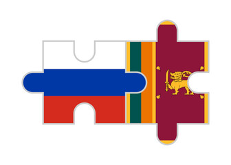 puzzle pieces of russia and sri lanka flags. vector illustration isolated on white background