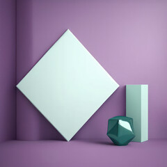 Abstract modern background, sparkly violet rhombus with smooth curves formed from jade AI generation.