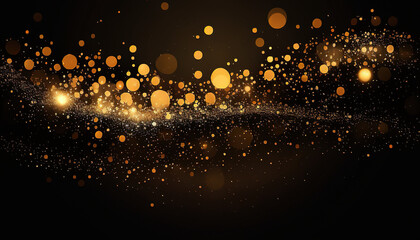 Giltter Gold and Black background with bokeh