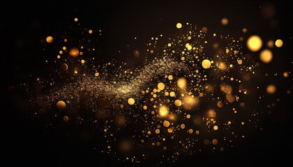 Giltter Gold and Black background with bokeh