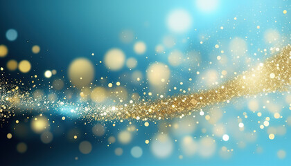 Giltter Gold and Blue background with bokeh