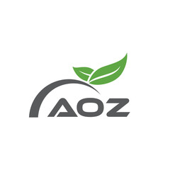 AOZ letter nature logo design on white background. AOZ creative initials letter leaf logo concept. AOZ letter design.