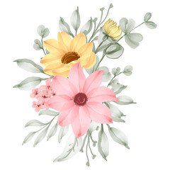 daisy flower bouquet watercolor