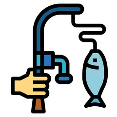 fishing filled outline icon style