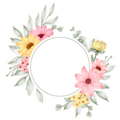 daisy flower watercolor frame decoration