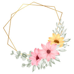 daisy flower watercolor frame decoration