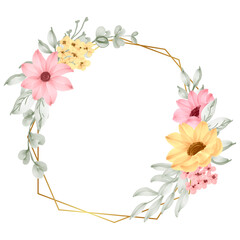 daisy flower watercolor frame decoration