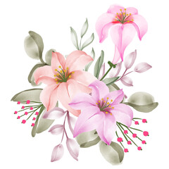 lily flower watercolor bouquet decoration