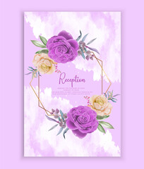 Reception invitation card floral luxury background design.