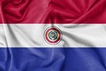 Paraguay country flag background realistic silk fabric