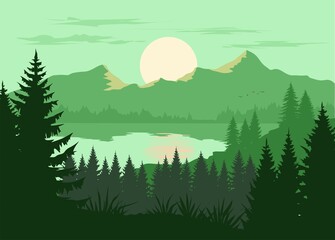 Fototapeta premium landscape with mountains and trees