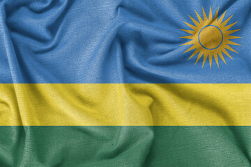 Rwanda country flag background realistic silk fabric