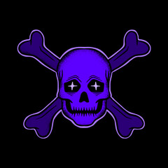 Skull crossbones art Illustration hand drawn style premium vector for tattoo, sticker, logo etc